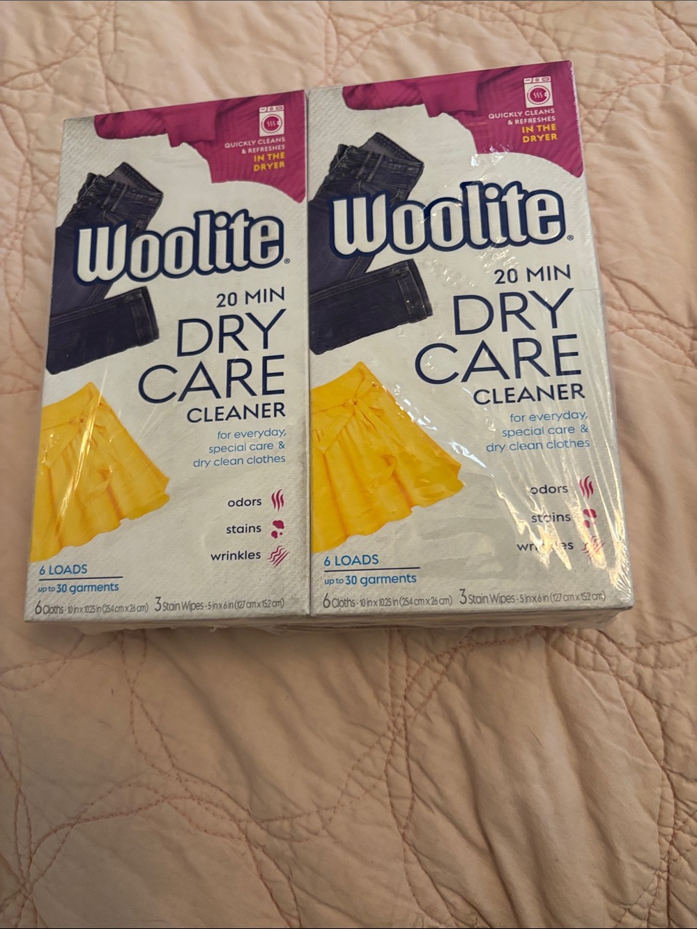 Woolite  20 Min Dry Care Cleaner at Home , 6 loads per box lot of 2 boxes